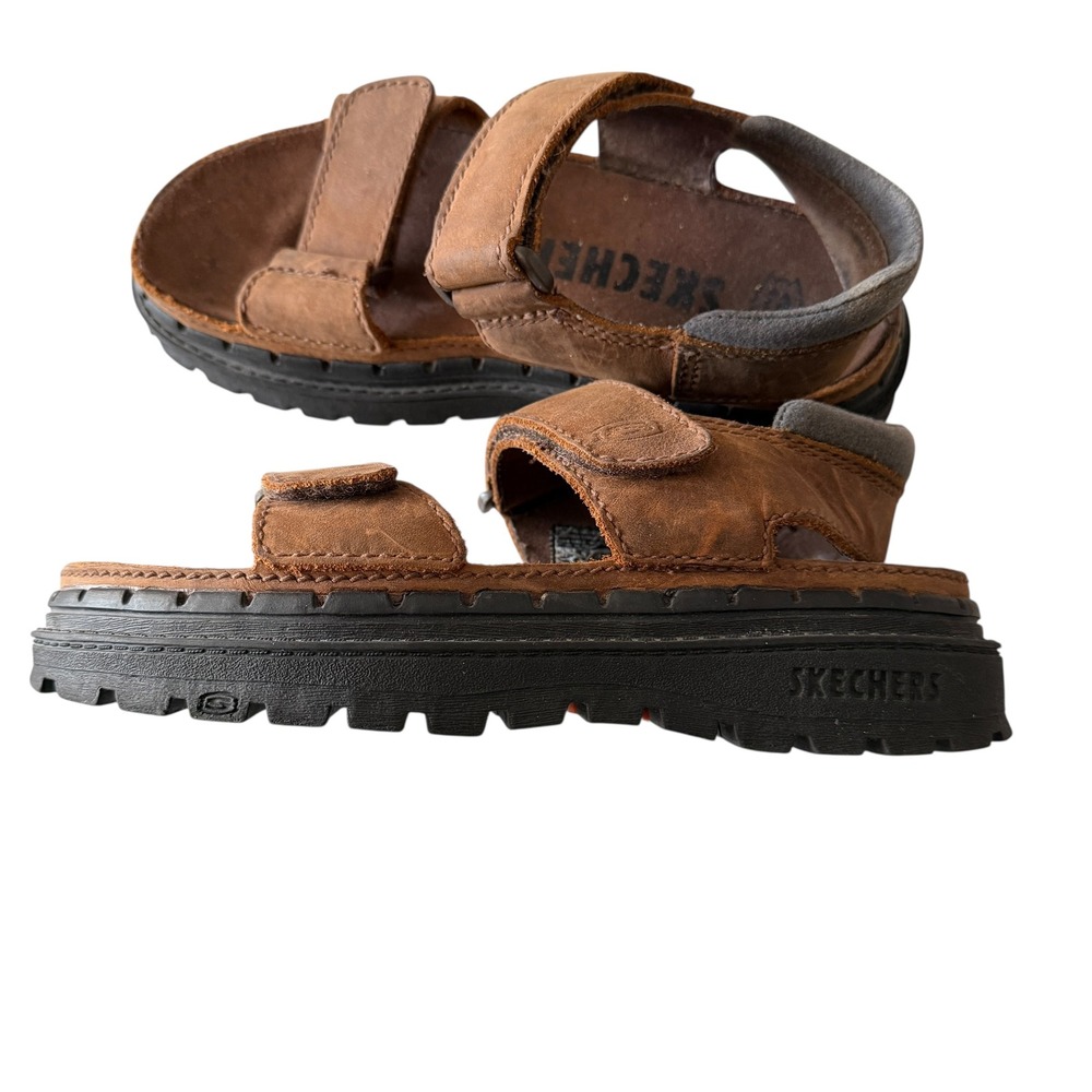 VTG Y2K Skechers Women's Chunky Leather Platforms Sandals Size 7 Brown Grunge - Picture 4 of 16